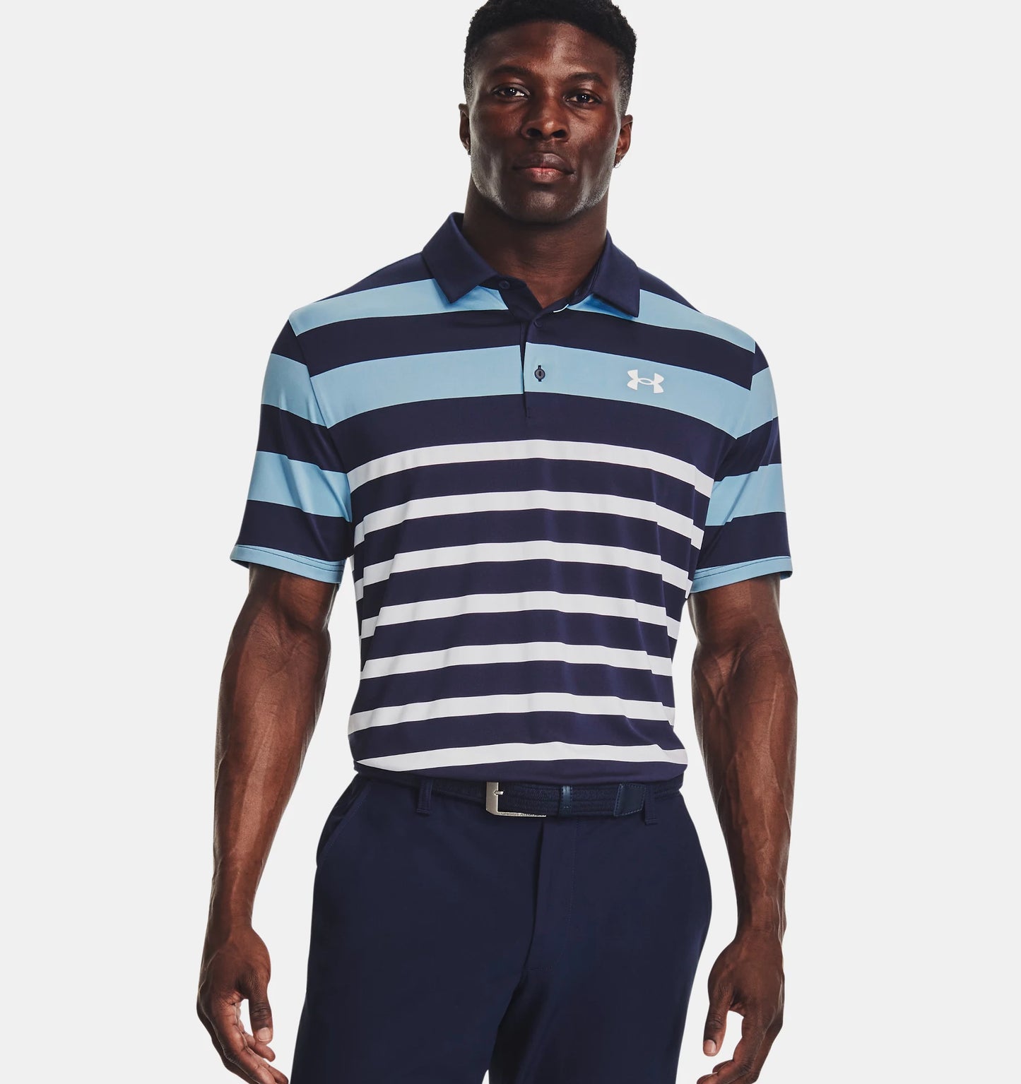 UA Playoff 3.0 Stripe Polo Midnight Navy/Blizzard