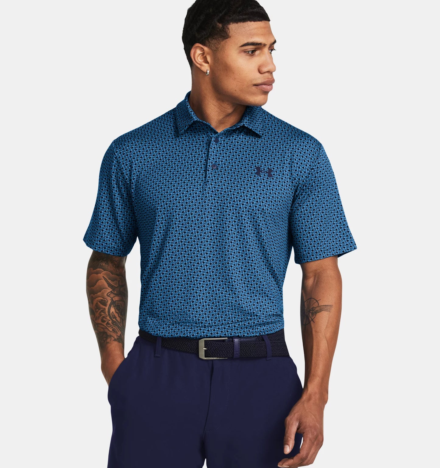 UA Playoff 3.0 Printed Polo Photon Blue/Midnight Navy